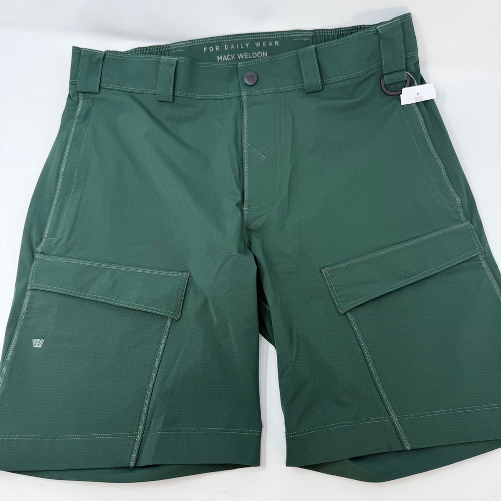 Mack Weldon Aquaterra Cargo Shorts‎ Forest Green Mens Small Water Resistant NEW
